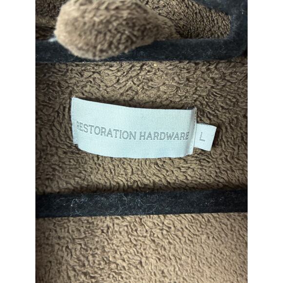 Restoration Hardware Plush Robe Unisex Lg Brown Belted Fleece Soft Pockets Cozy - Picture 3 of 7